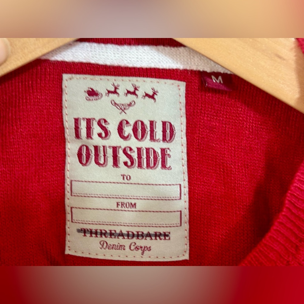 Threadbare Size Medium Red Christmas Sweater Sant… - image 4
